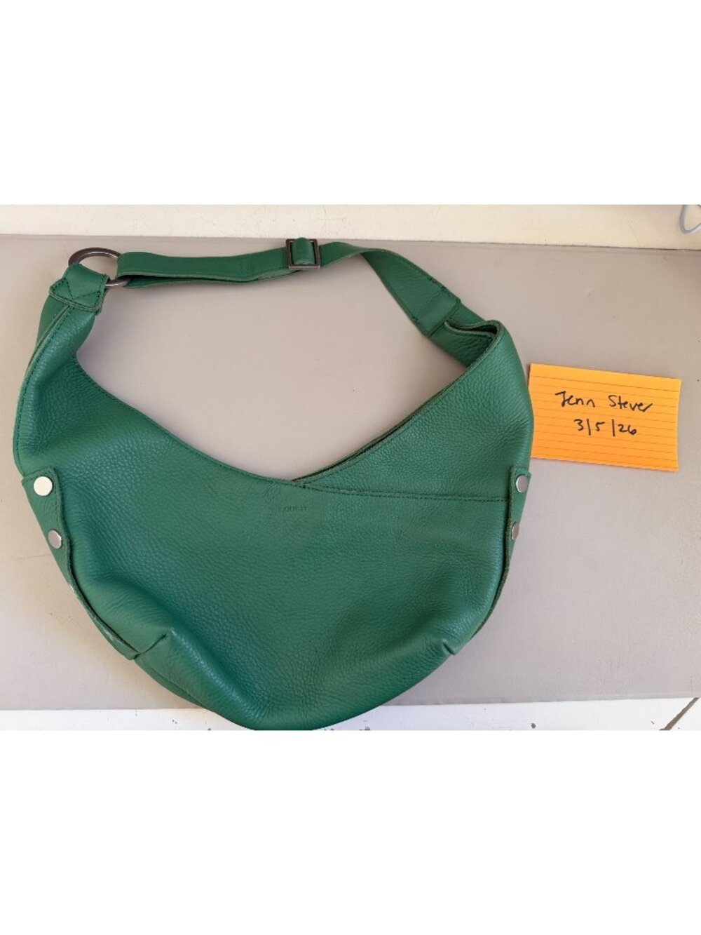 HAMMITT NEW WITH TAGS TOM MEDIUM LIME ZEST GREEN BRUSHED SILVER $425 NEW